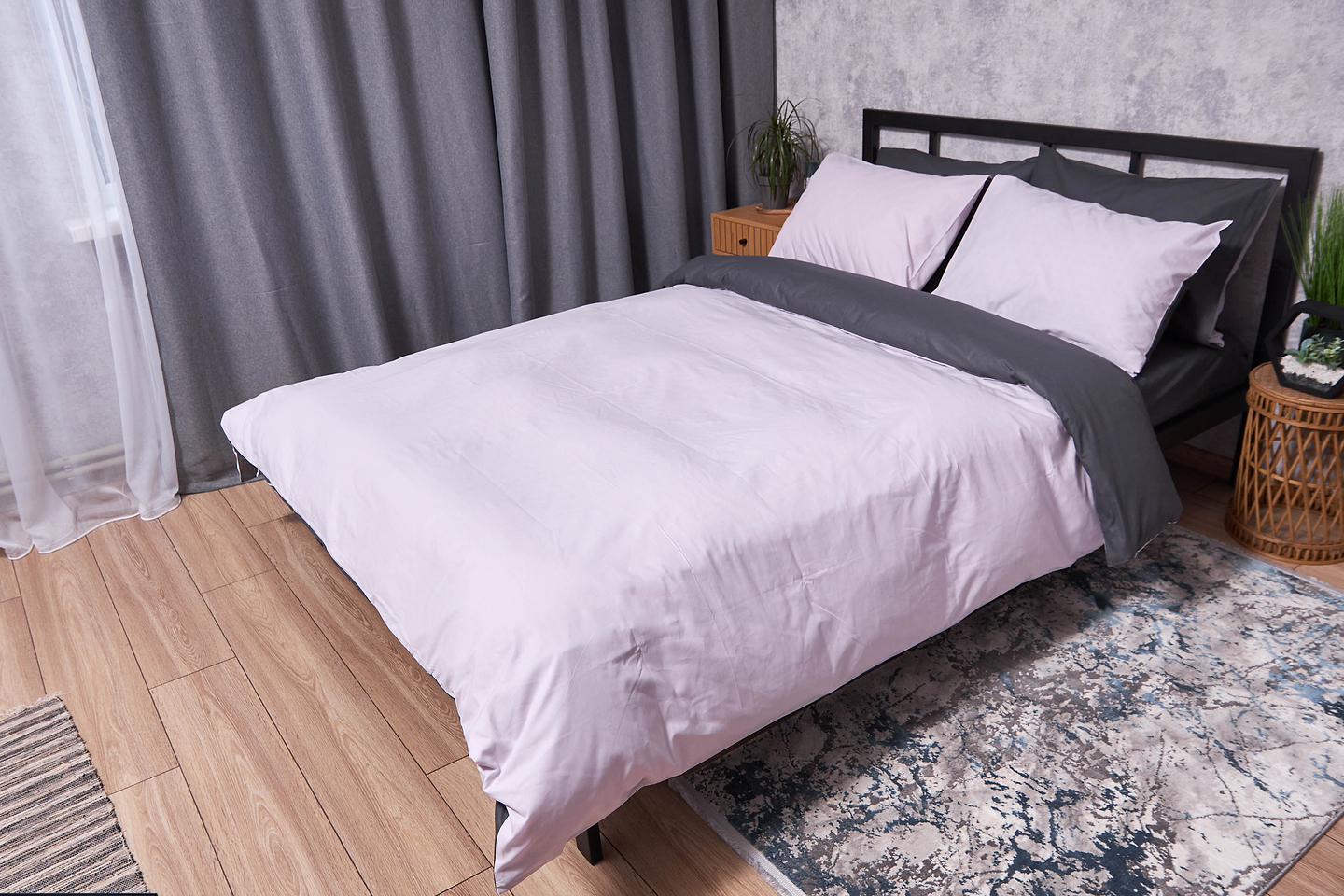 Комплект постельного белья Moon&Star Бязь Gold Люкс Orchid Gray 143х210х2 нав. 4х50х70 (MS-820002361)