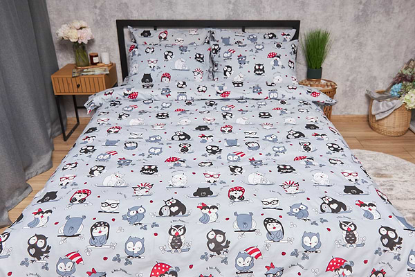 Фото - Комплект постельного белья Moon&Star Бязь Gold Люкс Owls Gray 175х210 (MS-820005467)