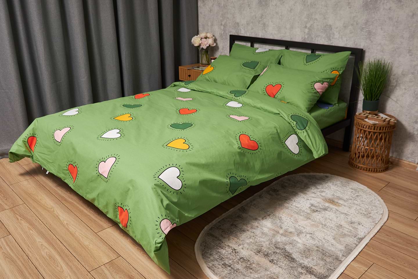 Комплект постільної білизни Moon&Star Бязь Gold Люкс Rainbow Hearts 143х210 (MS-820005374)