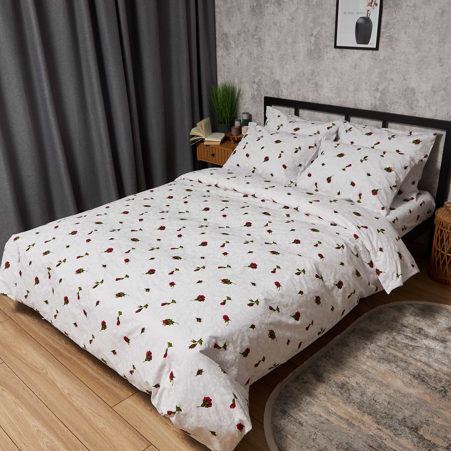 Комплект постельного белья Moon&Star Бязь Gold Люкс Romantic Rose 175х210 см 50х70 2 шт. (MS-890000457)