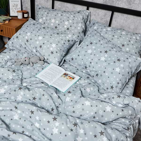 Фото - Комплект постельного белья Moon&Star Бязь Gold Люкс Silver Stars 175х210 см 40х60 2 шт. (MS-890000486)