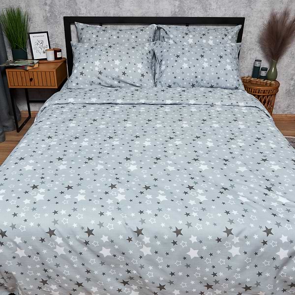 Фото - Комплект постельного белья Moon&Star Бязь Gold Люкс Silver Stars 175х210 см 40х60 2 шт. (MS-890000486)