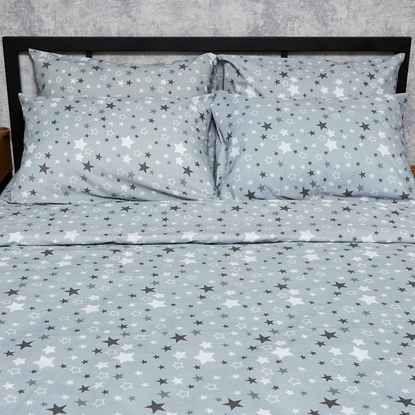 Фото - Комплект постільної білизни Moon&Star Бязь Gold Люкс «Silver Stars» 160х220х2 нав. 2х50х70 (MS-820006856)