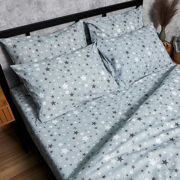 Фото - Комплект постільної білизни Moon&Star Бязь Gold Люкс Silver Stars 160х220 нав. 4х70х70 (MS-820006849)