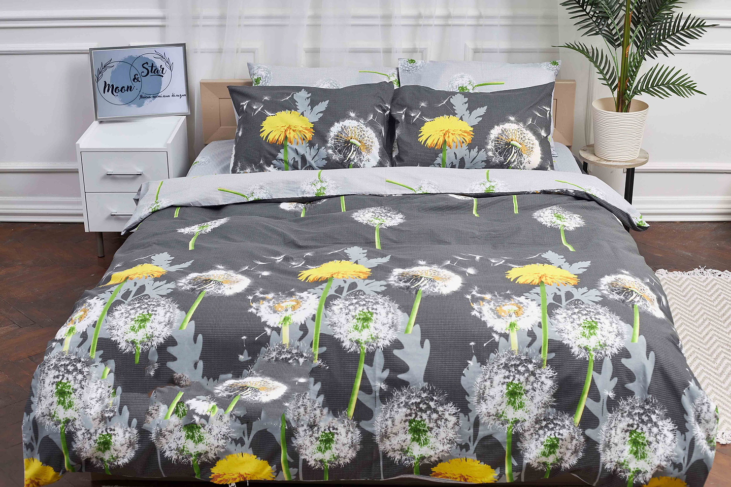 Комплект постельного белья Moon&Star 175х210 см нав. 2х40х60 Dandelion Бязь Gold Люкс (MS-820000945)