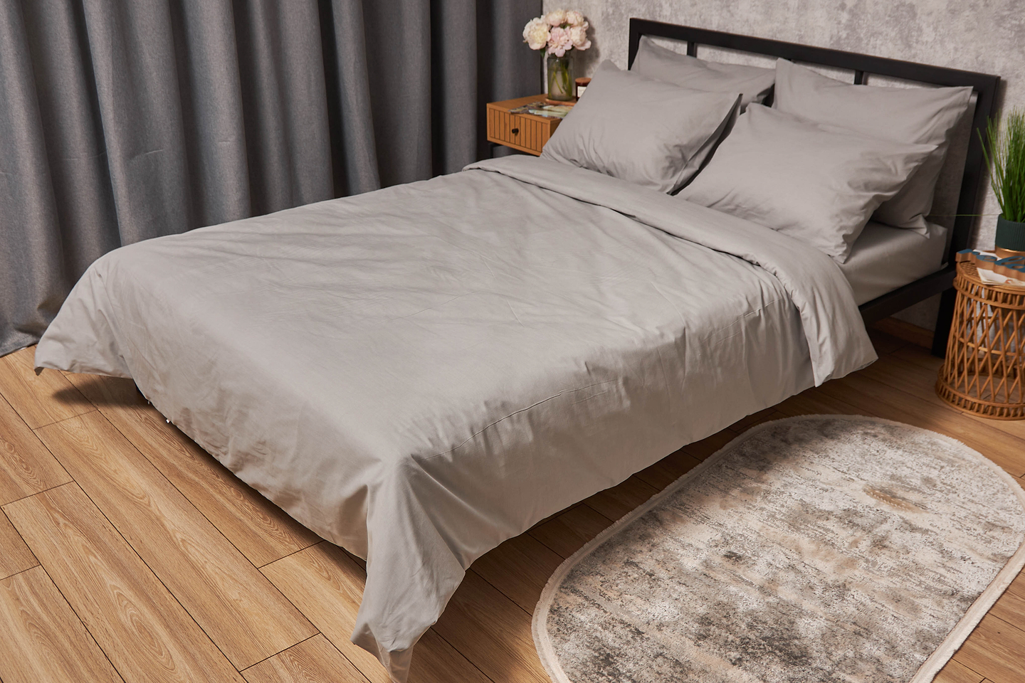 Комплект постельного белья Moon&Star King Size 220x240 Gray Бязь Gold Люкс (MS-820001117)