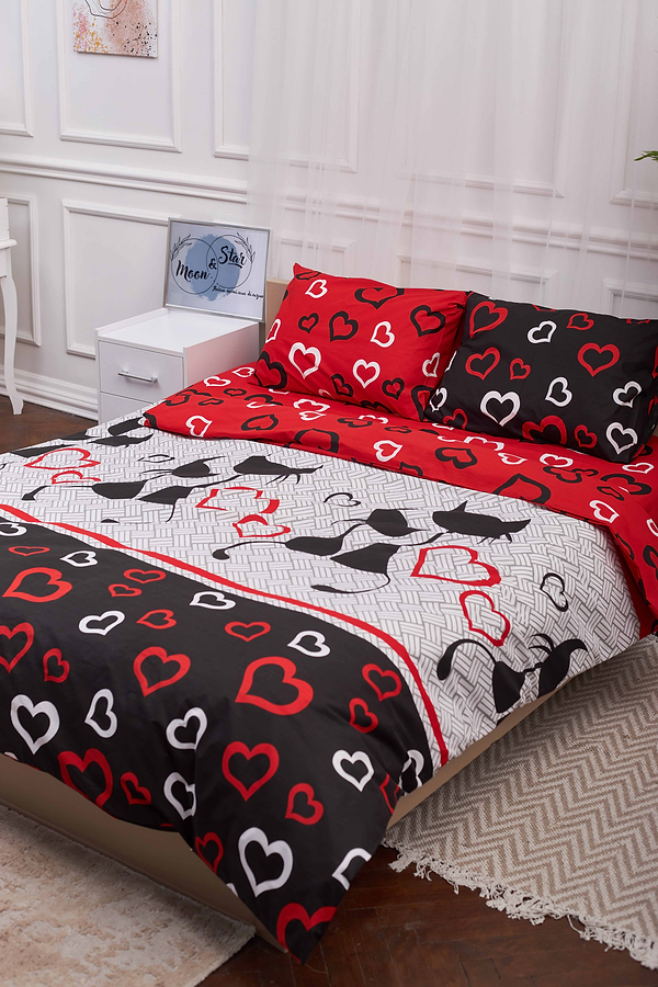 Фото - Комплект постільної білизни Moon&Star 200х220 см нав. 2х40х60 Love Cats Бязь Gold Люкс (MS-820001158)