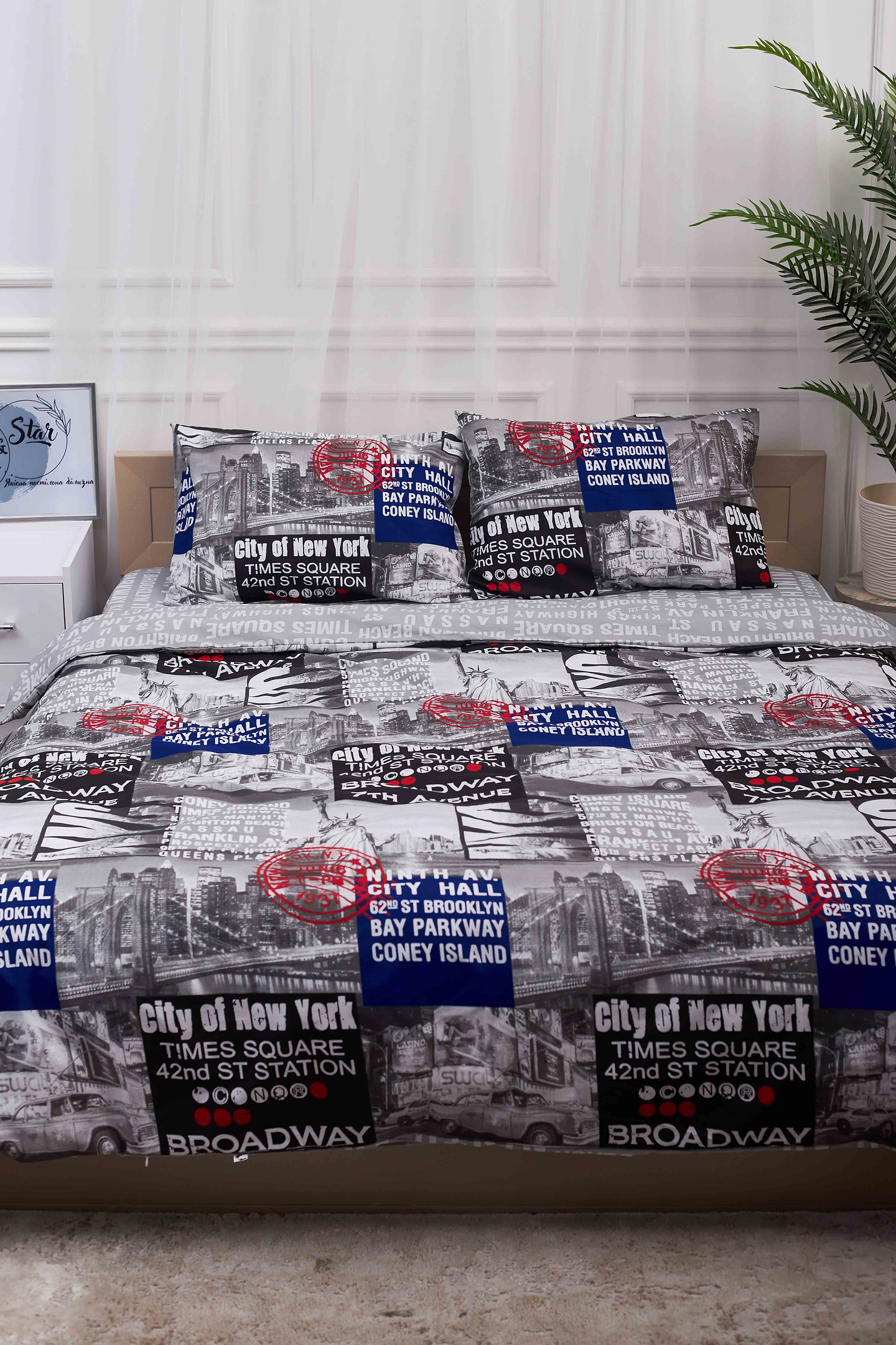 Комплект постельного белья Moon&Star 175х210 см нав. 4х70х70 New York Бязь Gold Люкс (MS-820001220)