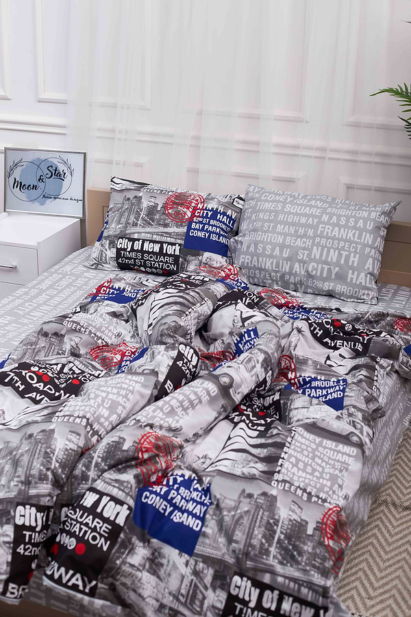 Фото - Комплект постельного белья Moon&Star 200х220 см нав. 4х70х70 New York Бязь Gold Люкс (MS-820001225)