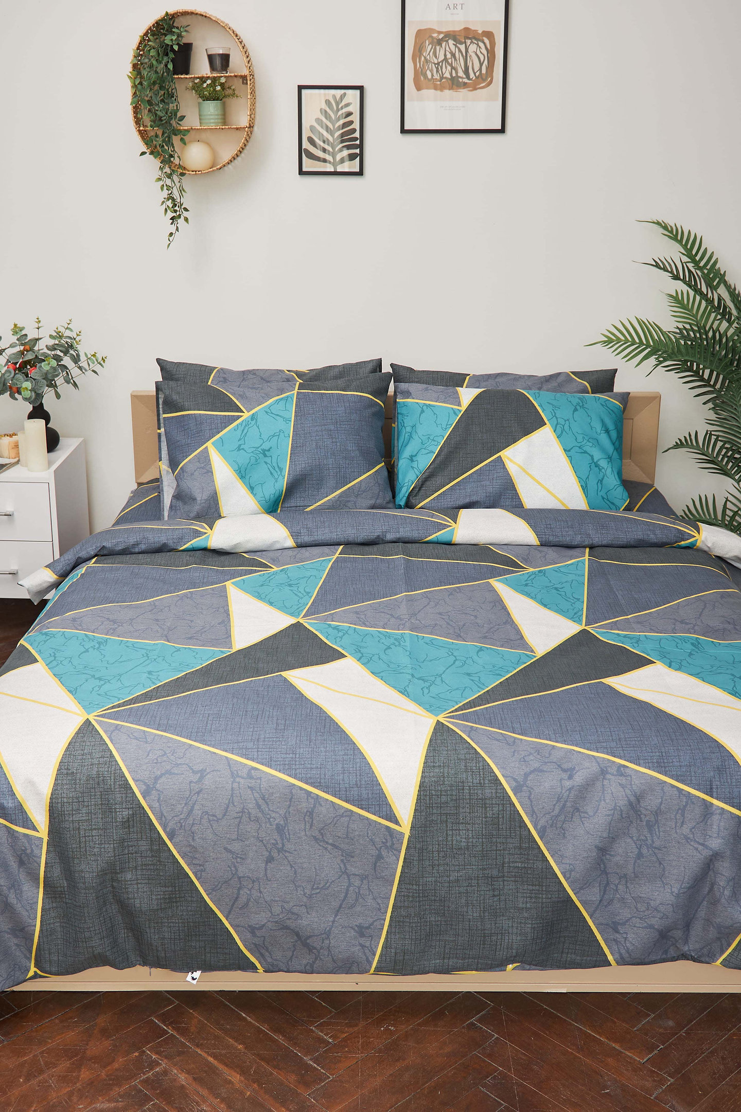 Комплект постельного белья Moon&Star King Size 220x240 Triangles Микросатин Premium (MS-820001461)