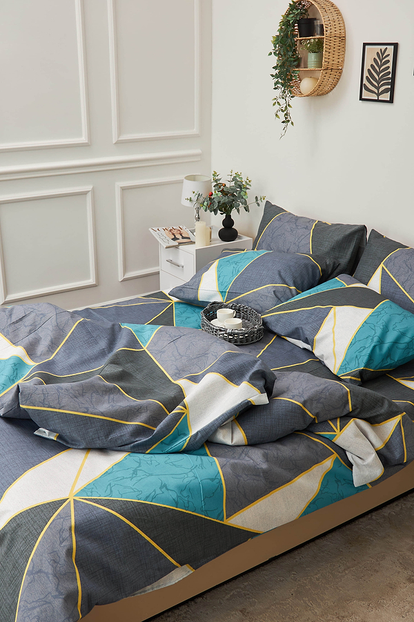 Фото - Комплект постільної білизни Moon&Star 143х210х2 нав. 4х50х70 Triangles Мікросатин Premium (MS-820001486)