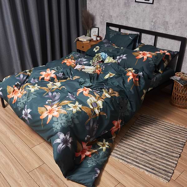 Фото - Комплект постельного белья Moon&Star Микросатин Premium «Floral Nocturne» 160х220х2 см нав. 2х70х70 (MS-820007697)