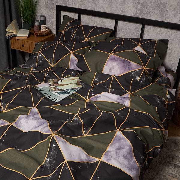 Фото - Комплект постільної білизни Moon&Star Мікросатин Premium Golden Marble 180х220 нав. 40х60 см 2 шт. (MS-880000567)