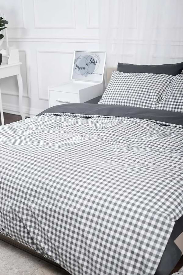 Фото - Пододеяльник полуторный Moon&Star Ranforce Elite Gray Square 143x210 см (MS-870000415)