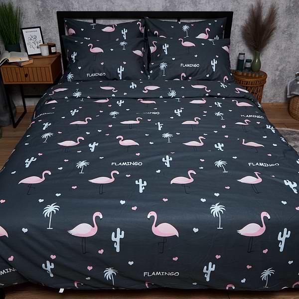 Фото - Комплект постільної білизни Moon&Star Satin Elit Flamingo 160х220 нав. 4х50х70 (MS-820008318)
