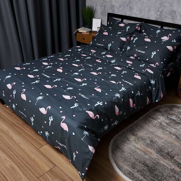 Фото - Комплект постільної білизни Moon&Star Satin Elit Flamingo 160х220 нав. 4х70х70 (MS-820008319)