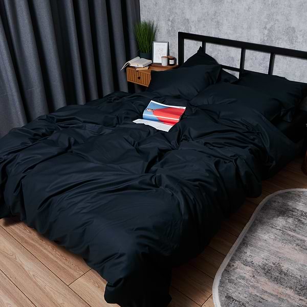 Фото - Комплект постільної білизни Moon&Star Satin Premium Black Velvet 160х220х2 нав. 4х50х70 (MS-820008503)