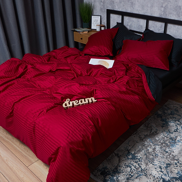 Фото - Комплект постельного белья Moon&Star Satin Stripe Dark Romance 175х210 см 70х70 2 шт. (MS-890000803)