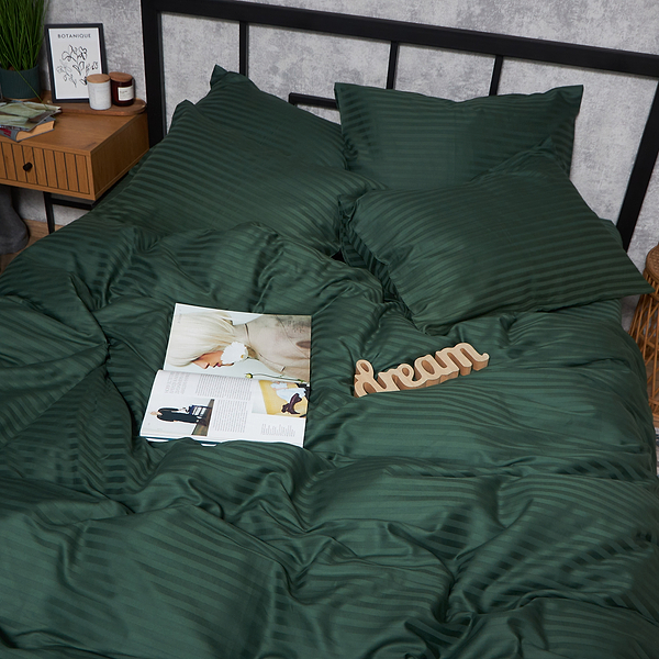 Фото - Комплект постельного белья Moon&Star Satin Stripe Mystic Green 160х220х2 нав. 2х40х60 (MS-820008640)