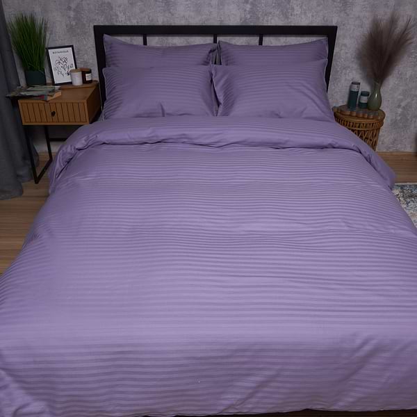 Фото - Комплект постільної білизни Moon&Star Satin Stripe Soft Lilac 143х210 (MS-820008699)
