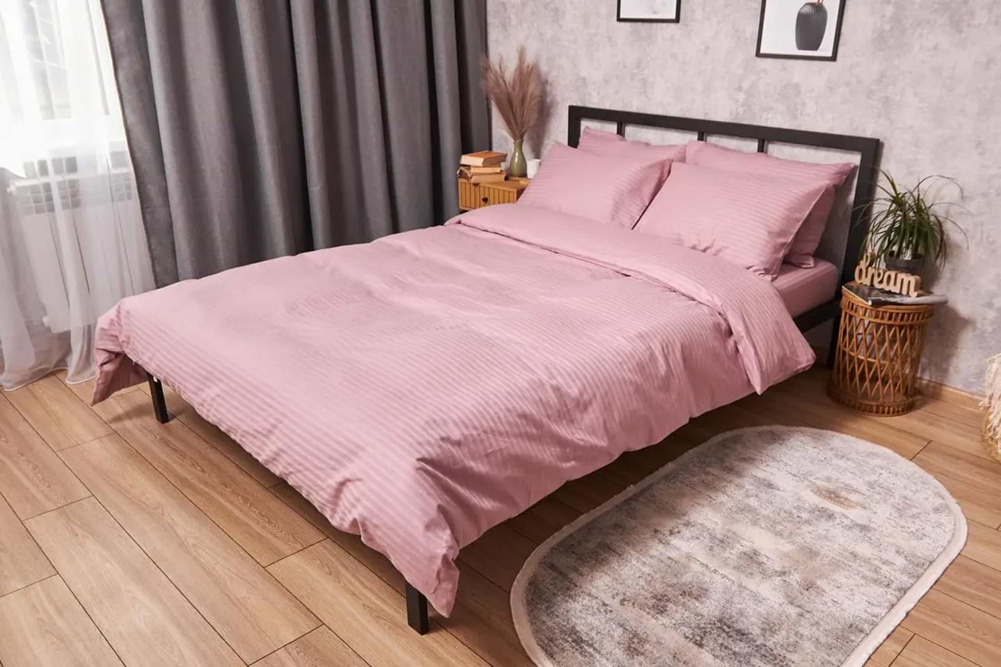 Комплект постельного белья детский Moon&Star Satin Stripe, Stripe Candy 110х140 нав. 2х40х60 (MS-830000197)