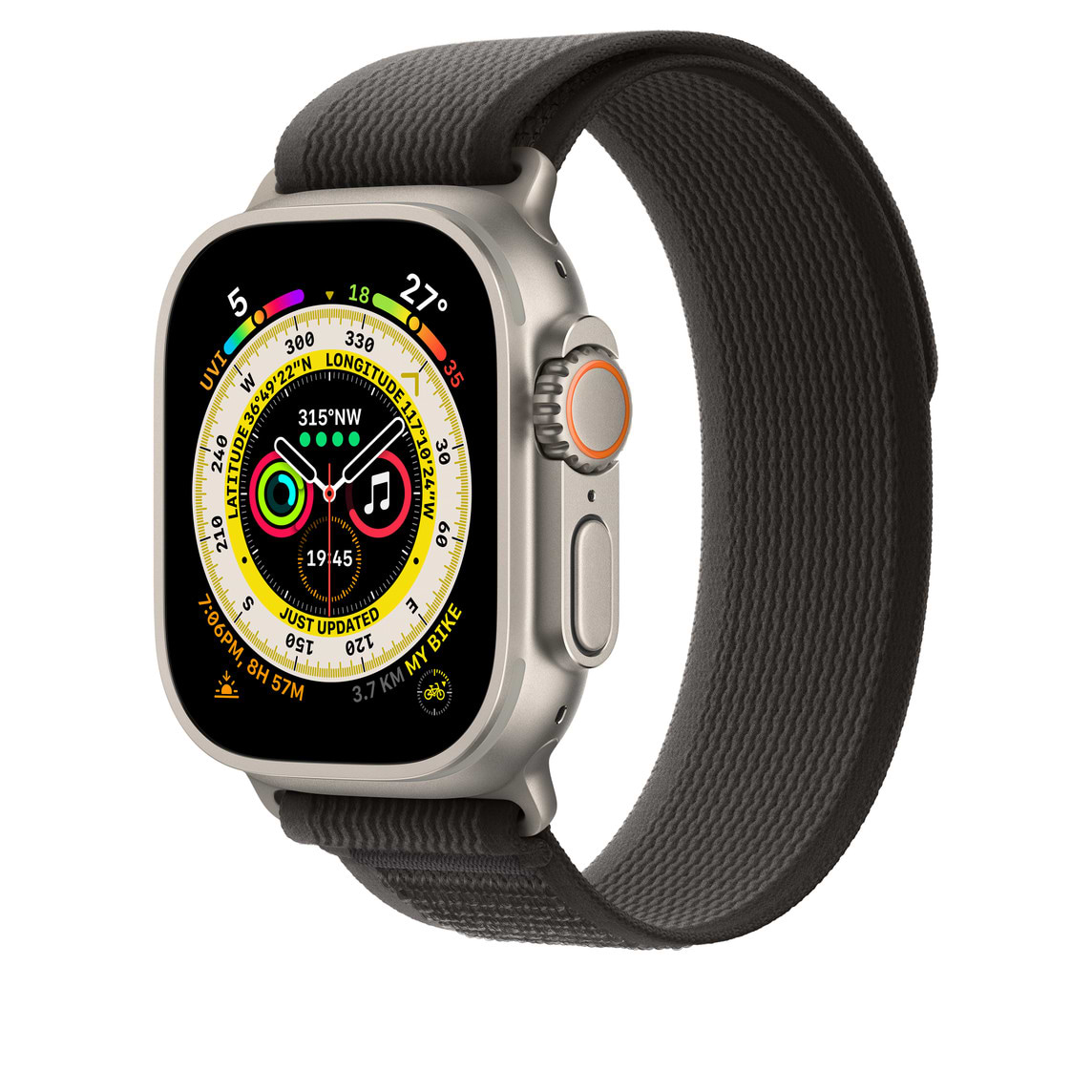 Ремінець для смарт-годинника Apple 49mm Black/Gray Trail Loop - M/L