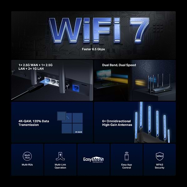 Фото - Маршрутизатор інтернет WiFi7 Mercusys MR37BE