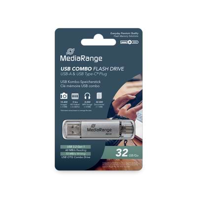 Фото - Флеш USB MediaRange USB 3.2 USB-A and USB-C Silver 32GB (MR936)