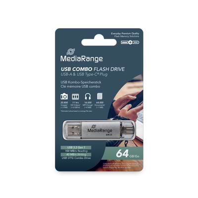 Фото - Флеш USB MediaRange USB 3.2 USB-A and USB-C Silver 64GB (MR937)