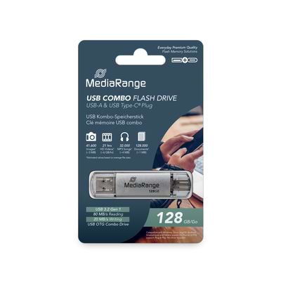 Фото - Флеш USB MediaRange USB 3.2 USB-A and USB-C Silver 128GB (MR938)