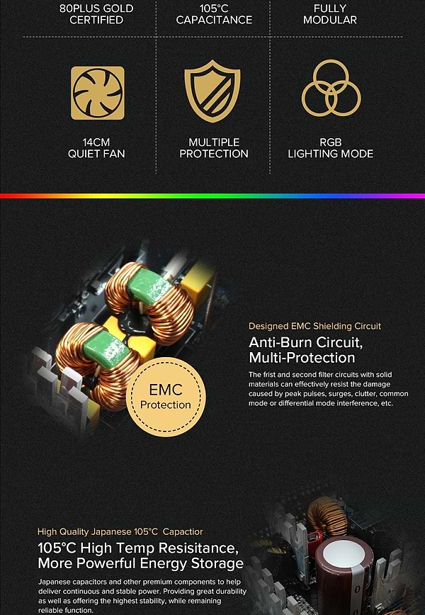Фото - Блок живлення для ПК Gamemax ATX 850W 80 Gold (RGB850 PRO)