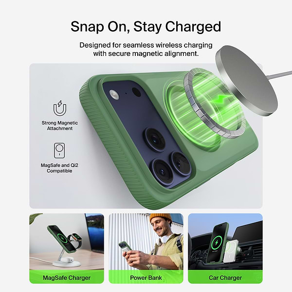Фото - Чохол для смартфону Belkin for iPhone 17 Pro Max Magnetic Protective Grip Sage (MSA036HQSE)