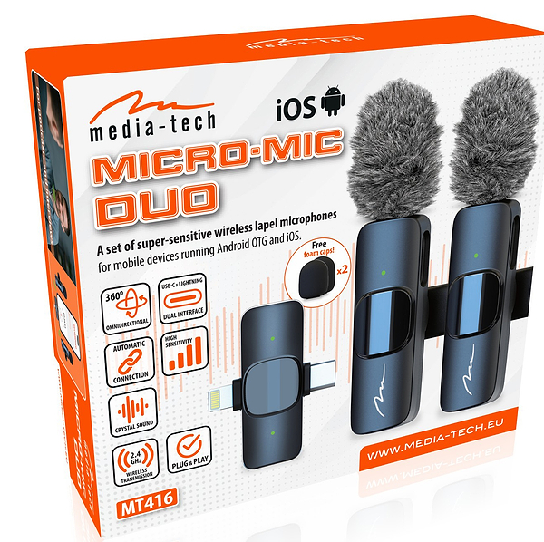 Фото - Мікрофон для смартфона Media-Tech USB-C/Lightning 2-Pack Micro-Mic Duo (MT416) Black