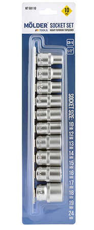 Набор торцевых головок Molder 1/2 10-24 мм CR-V 10 шт. (MT68110)
