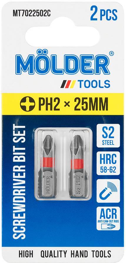 Біта для викрутки Molder PH2x25 мм 2 шт. (MT7022502C)