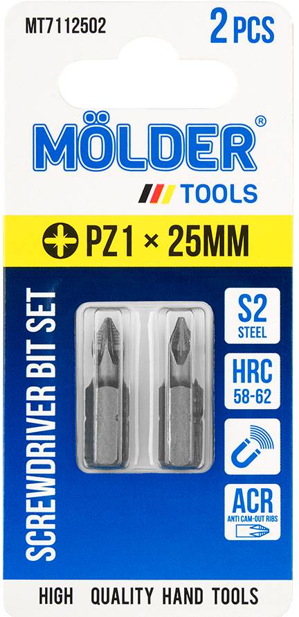 Біта для викрутки Molder PZ1x25 мм 2 шт. (MT7112502)