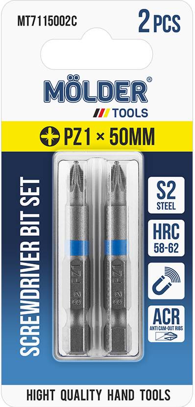 Біта для викрутки Molder PZ1x50 мм 2 шт. (MT7115002C)