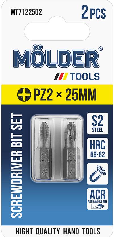 Фото - Набор бит для отвертки Molder PZ2x25 мм 2 шт. (MT7122502)
