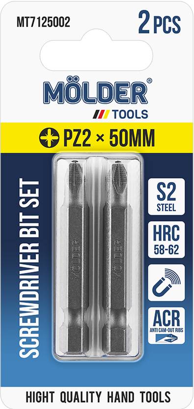 Біта для викрутки Molder PZ2x50 мм 2 шт. (MT7125002)