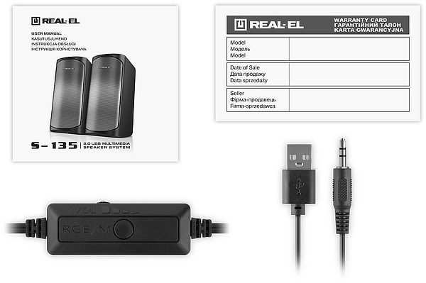 Фото - Комп'ютерна акустика компактна 2.0 REAL-EL S-135 Black (EL121100019)