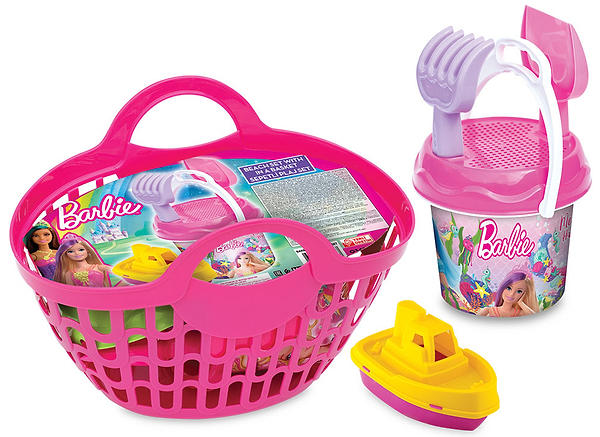 Фото - Набор для игры в песочнице dede в корзине Barbie (03470)