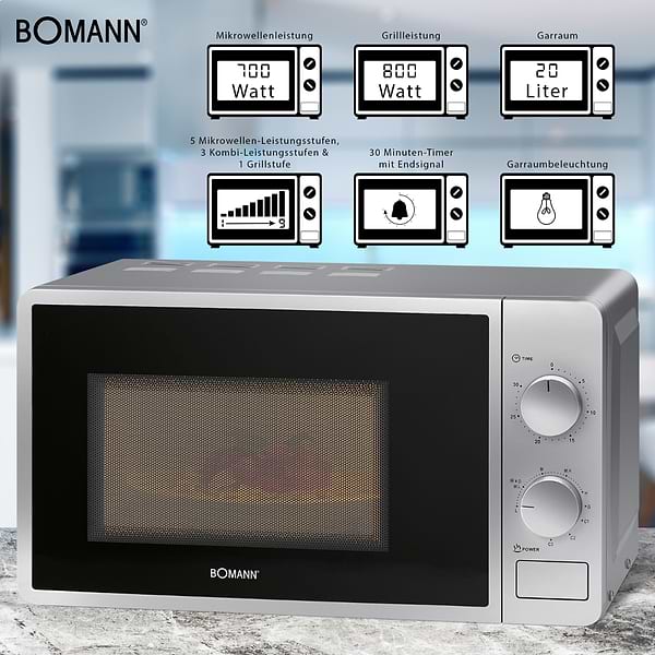 Фото - Мікрохвильова піч (НВЧ) Bomann MWG 6015 CB Silver