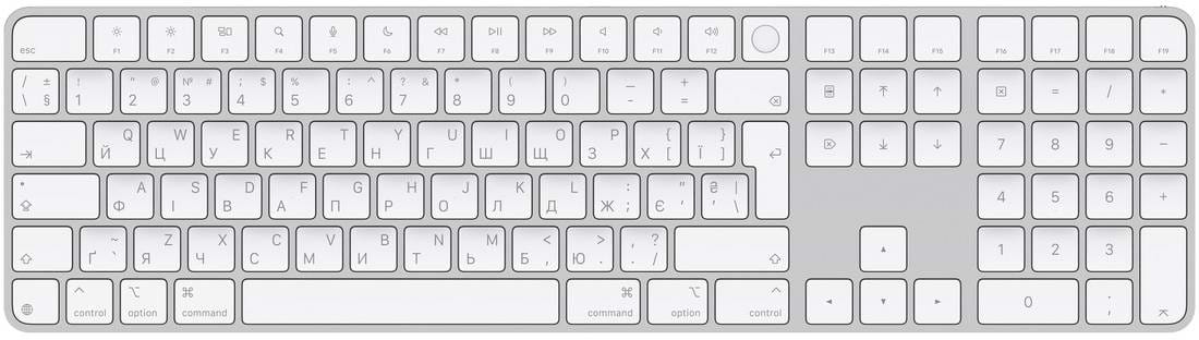 Клавиатура беспроводная Apple Magic Keyboard with Touch ID UA and Numeric Keypad (MXK73UA/A) - Фото 1