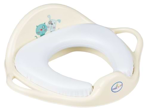 Дитяча накладка на унітаз м'яка Tega Baby Кіт і Пес кремовий (PK-020-102) - Фото 1