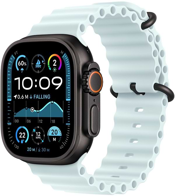 Фото - Ремінець для смарт-годинника Apple 49mm Ice Blue Ocean Band - Black Titanium Finish (MYP83ZM/A)