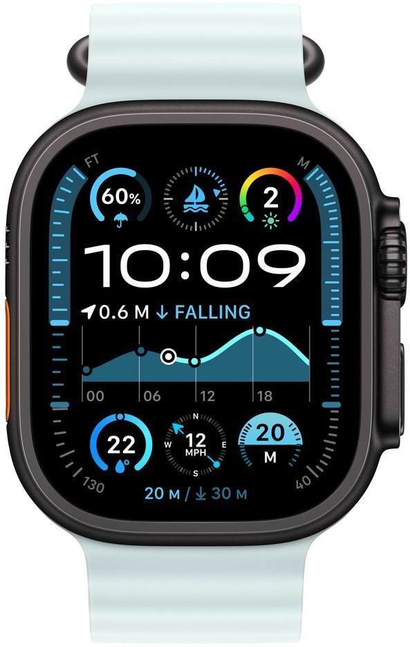 Фото - Ремінець для смарт-годинника Apple 49mm Ice Blue Ocean Band - Black Titanium Finish (MYP83ZM/A)