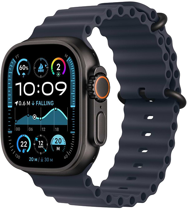 Фото - Ремінець для смарт-годинника Apple 49mm Navy Ocean Band - Black Titanium Finish (MYPA3ZM/A)