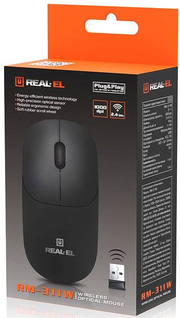 Фото - Миша бездротова REAL-EL RM-311 W Black (EL123200041)