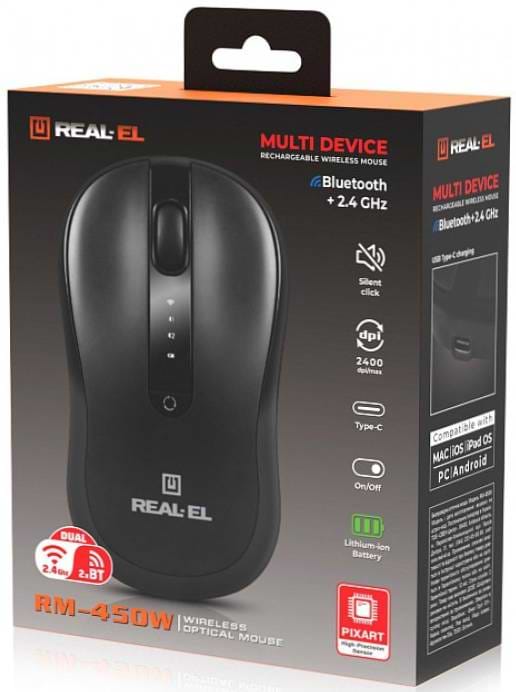 Фото - Миша бездротова REAL-EL RM-450W Black
