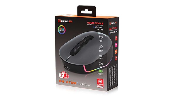 Фото - Мышь беспроводная REAL-EL RM-470W Dark Gray (EL123200049)